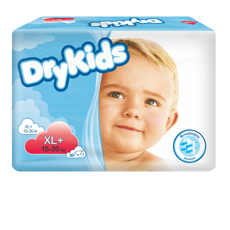 Підгузники дитячі Dry Kids XL+ 15-30, 30 шт